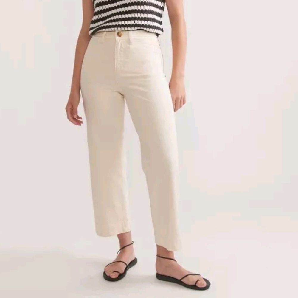 Marine Layer Bridget Crop High Waist Wide Leg Pants 0 Papyrus Beige